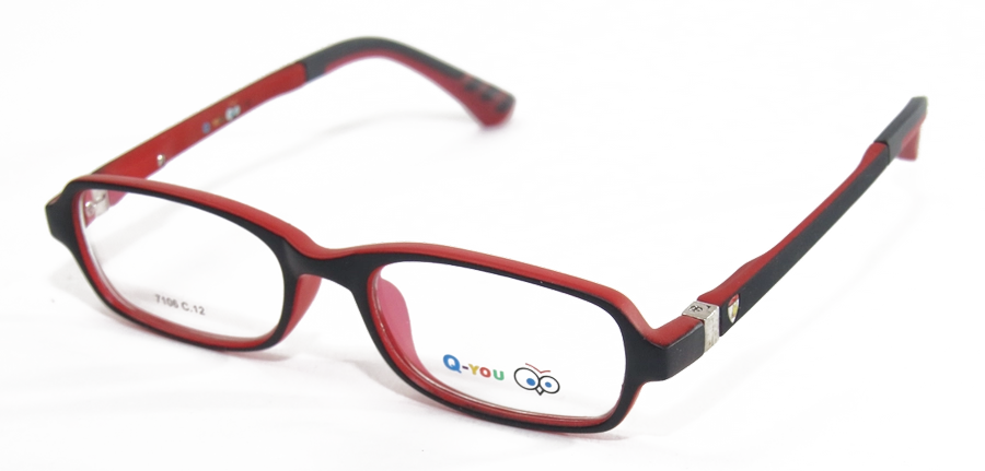 משקפי ילדים ראיה קיו יו יוניסקס 7106 שחור, אדום אובאליות, עגולות
