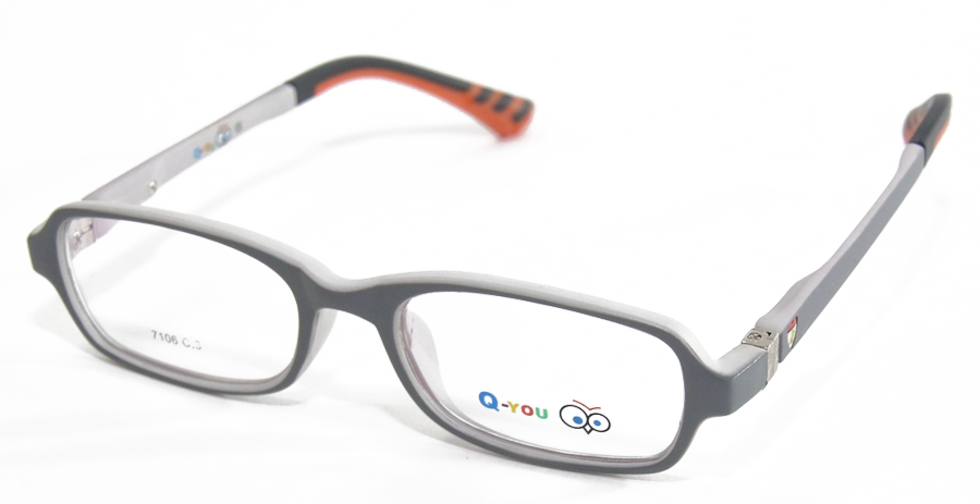 משקפי ילדים ראיה קיו יו יוניסקס 7106 אפור, כתום אובאליות, עגולות