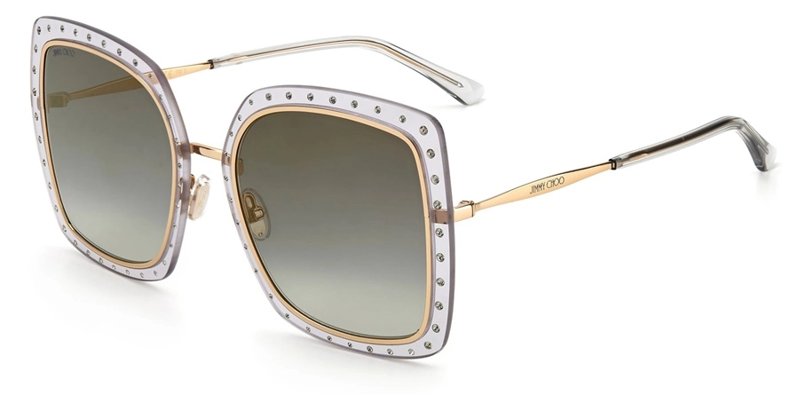 משקפי שמש ג'ימי צ'ו לנשים DANI/S זהב, שקוף מרובעות