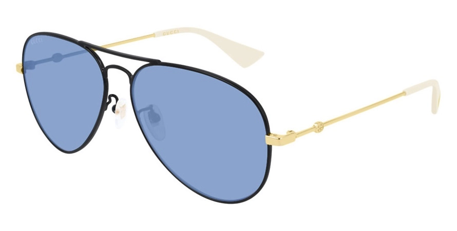 משקפי שמש גוצ'י יוניסקס GG0515S זהב, לבן, שחור עגולות