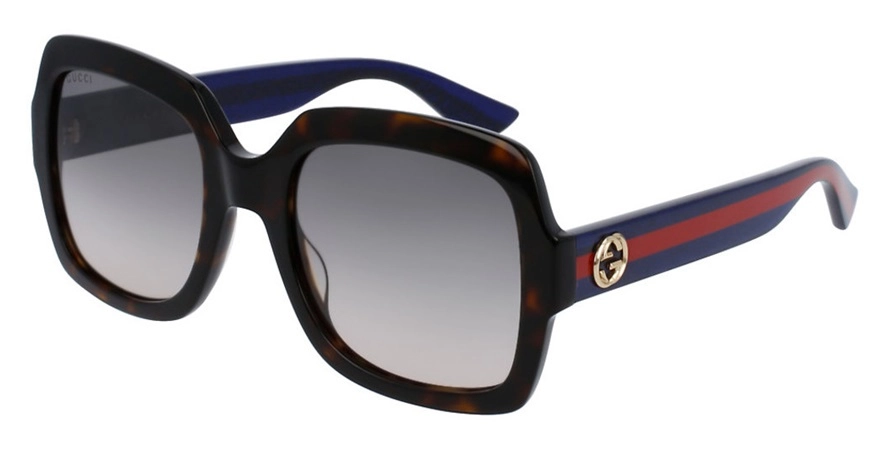 משקפי שמש גוצ'י לנשים GG0036S אדום, חום, כחול, מבריק, מנומר מרובעות