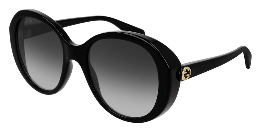 משקפי שמש גוצ'י יוניסקס GG0368S מבריק, שחור עגולות