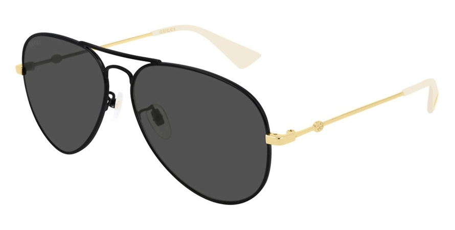 משקפי שמש גוצ'י יוניסקס GG0515S זהב, לבן, שחור עגולות