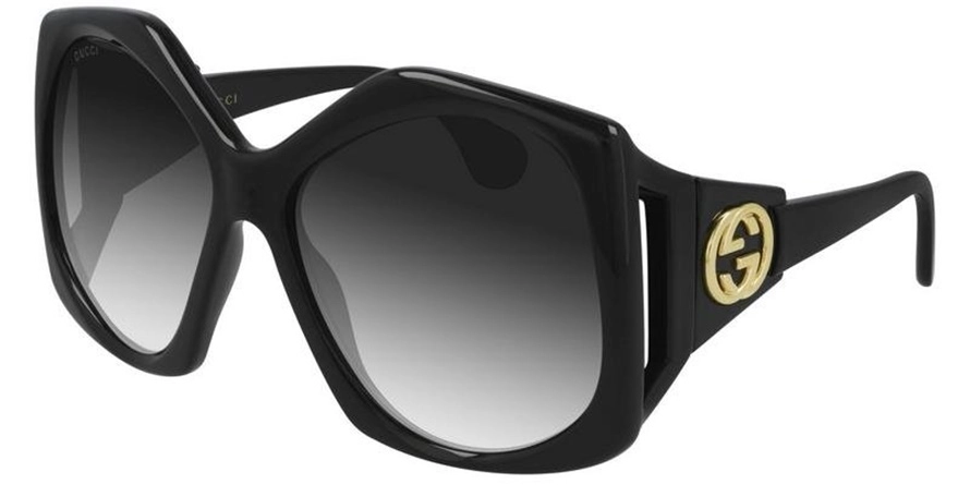 משקפי שמש גוצ'י יוניסקס GG0875S מבריק, שחור עגולות