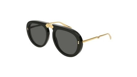 משקפי שמש גוצ'י יוניסקס GG0306S זהב, שחור מרובעות