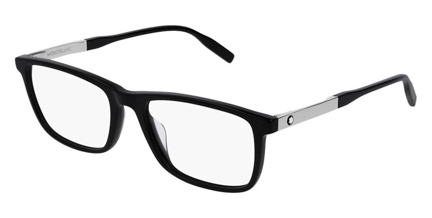 משקפי ראיה מונטבלאנק יוניסקס MB0021O כסף, מבריק, שחור מרובעות