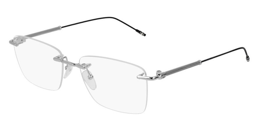 משקפי ראיה מונטבלאנק יוניסקס MB0038O כסף, שחור מרובעות