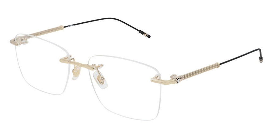 משקפי ראיה מונטבלאנק יוניסקס MB0038O זהב, שחור מרובעות