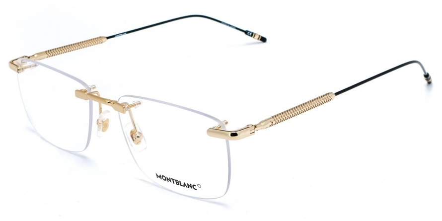 משקפי ראיה מונטבלאנק יוניסקס MB0049O זהב, שחור מרובעות
