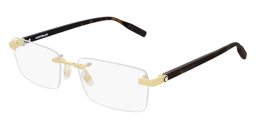 משקפי ראיה מונטבלאנק יוניסקס MB0055O זהב, מבריק, מנומר מרובעות