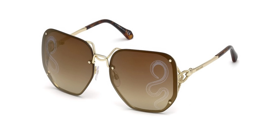 משקפי שמש רוברטו קוואלי יוניסקס Gallicano 1059 זהב, מנומר מרובעות