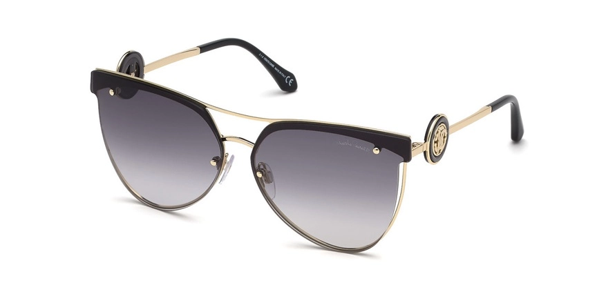 משקפי שמש רוברטו קוואלי יוניסקס 1089 זהב, מבריק, שחור עגולות