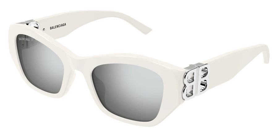 משקפי שמש בלנסיאגה יוניסקס BB0311SK כסף, לבן, מבריק עגולות