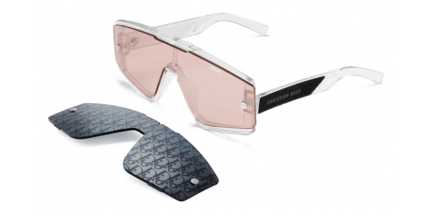 משקפי שמש כריסטיאן דיור יוניסקס DIORXTREM מבריק, שחור, שקוף מרובעות