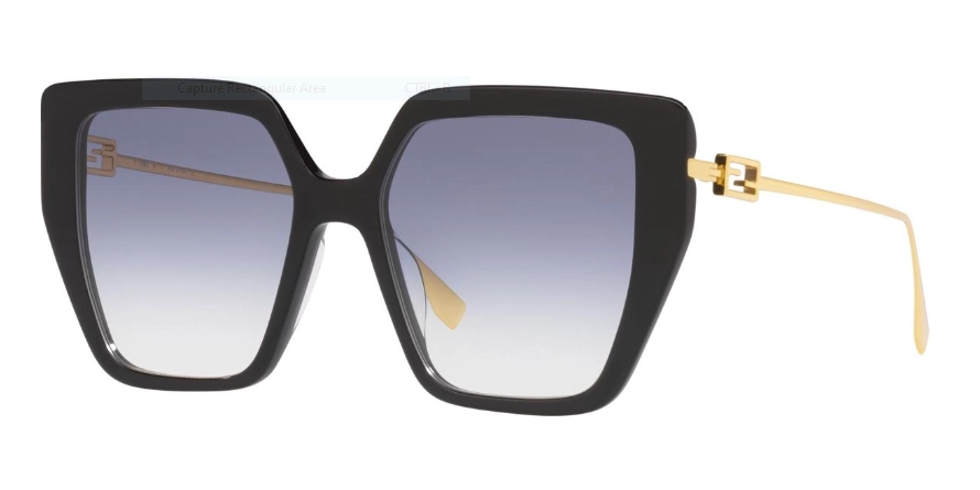 משקפי שמש פנדי יוניסקס FE40012U מבריק, שחור מרובעות