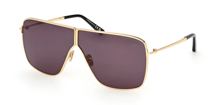 משקפי שמש טום פורד יוניסקס HUXLEY FT1159 זהב, שחור מרובעות