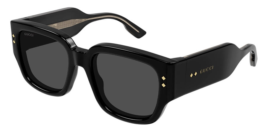 משקפי שמש גוצ'י יוניסקס GG1261S מבריק, שחור מרובעות