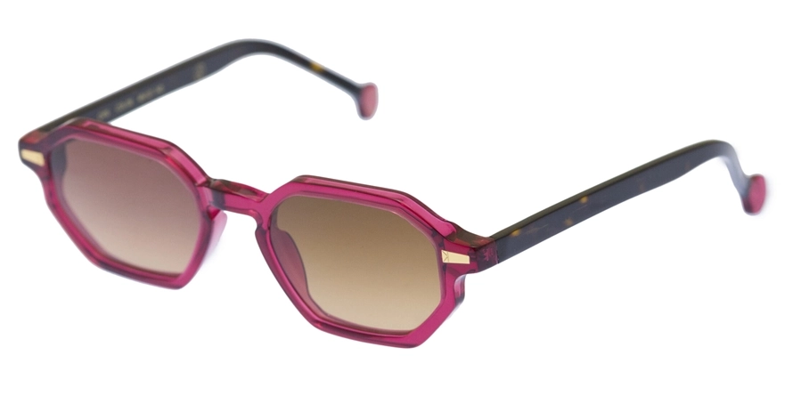 משקפי שמש קימי יוניסקס OTIS בורדו, חום, מבריק, מנומר, שקוף משושה, עגולות