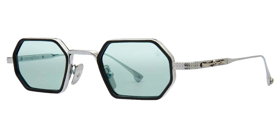 משקפי שמש פיליפ וי יוניסקס PV-N19.1S כסף, שחור משושה, עגולות