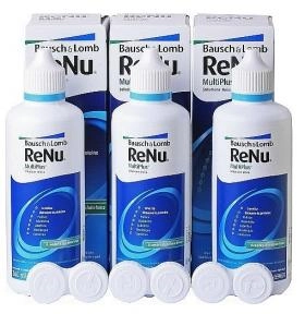 עדשות מגע תמיסות ואביזרים לעדשות מגע רניו תמיסת רניו לעדשות מגע - מארז שלישייה